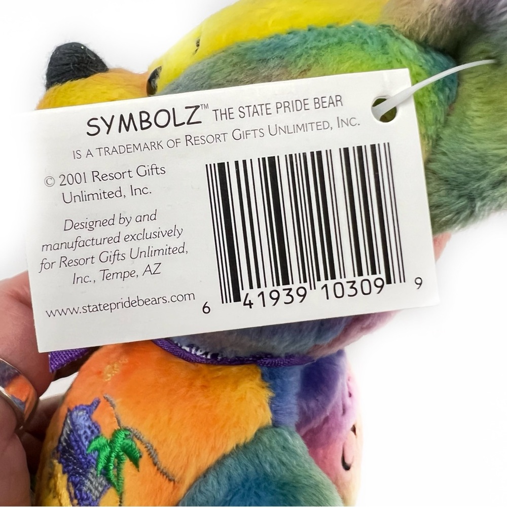 Puerto Rico "Isle of Enchantment" Symbolz State Pride Bear Rainbow Tie-Dye Plush - Picture 7 of 15